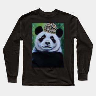 Panda with Crown Oil Painting Long Sleeve T-Shirt